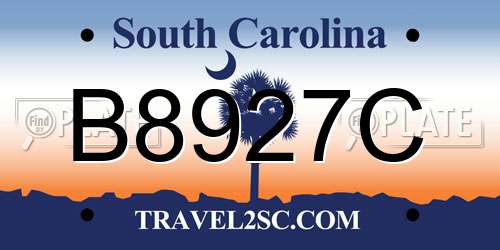 B8927C South Carolina License Plate