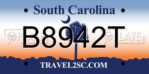 B8942T South Carolina License Plate