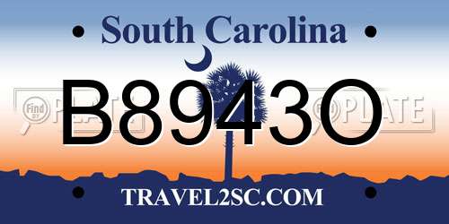 B8943O South Carolina License Plate