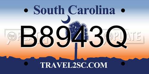 B8943Q South Carolina License Plate