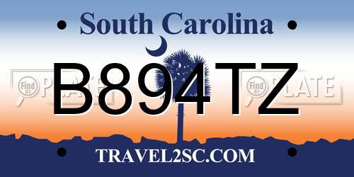 B894TZ South Carolina License Plate