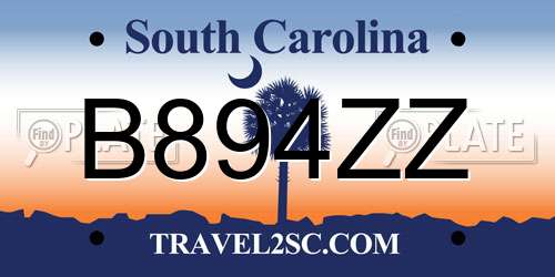 B894ZZ South Carolina License Plate