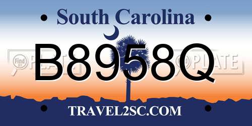 B8958Q South Carolina License Plate