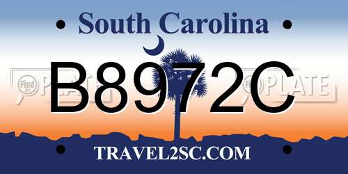 B8972C South Carolina License Plate