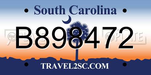 B898472 South Carolina License Plate