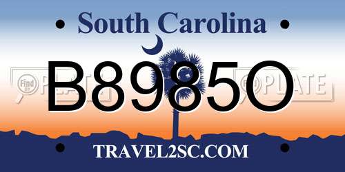 B8985O South Carolina License Plate