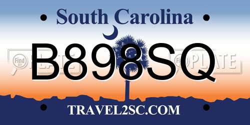 B898SQ South Carolina License Plate