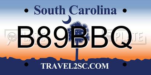B89BBQ South Carolina License Plate