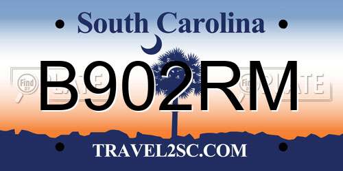 B902RM South Carolina License Plate