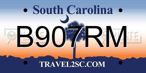 B907RM South Carolina License Plate