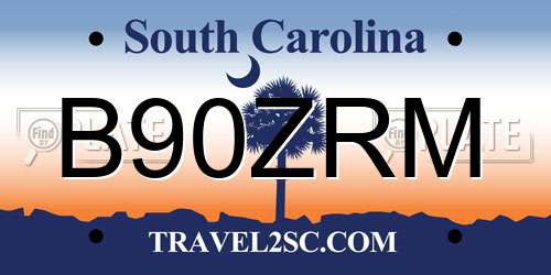 B90ZRM South Carolina License Plate