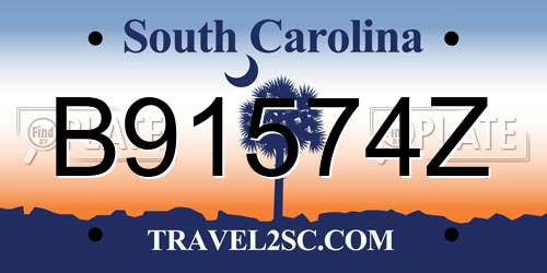 B91574Z South Carolina License Plate