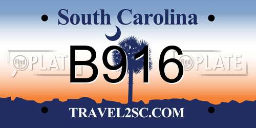 B916 South Carolina License Plate