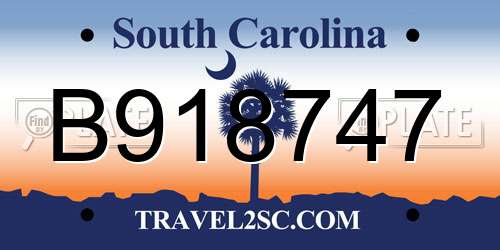 B918747 South Carolina License Plate