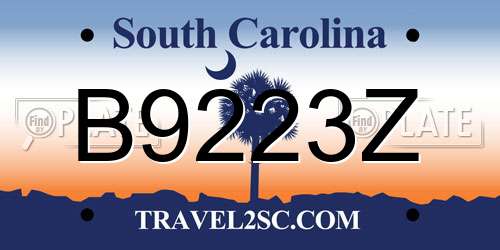 B9223Z South Carolina License Plate