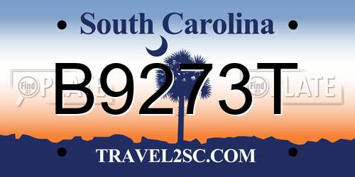 B9273T South Carolina License Plate