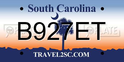 B927ET South Carolina License Plate