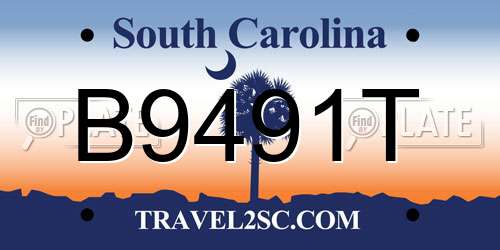 B9491T South Carolina License Plate