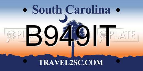 B949IT South Carolina License Plate