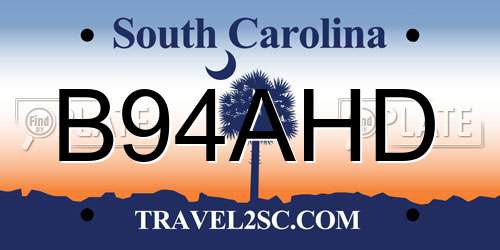 B94AHD South Carolina License Plate