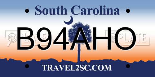 B94AHO South Carolina License Plate