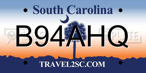 B94AHQ South Carolina License Plate