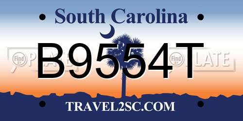 B9554T South Carolina License Plate