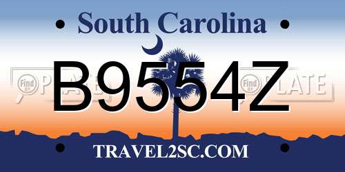 B9554Z South Carolina License Plate