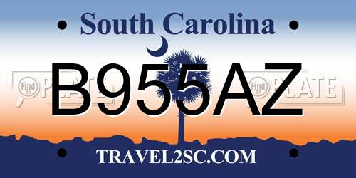 B955AZ South Carolina License Plate