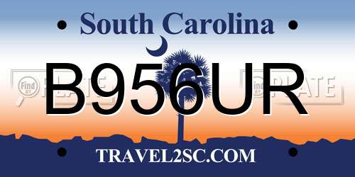 B956UR South Carolina License Plate