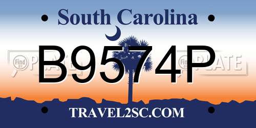 B9574P South Carolina License Plate