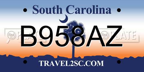 B958AZ South Carolina License Plate