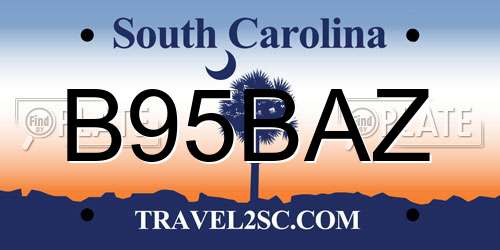 B95BAZ South Carolina License Plate