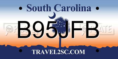 B95JFB South Carolina License Plate