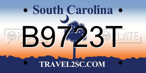 B9723T South Carolina License Plate