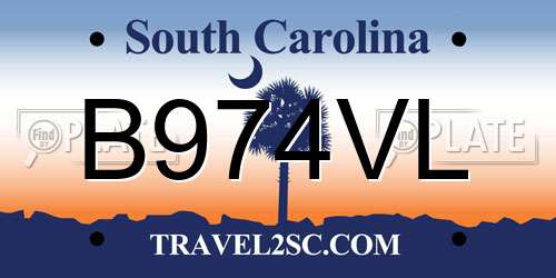 B974VL South Carolina License Plate