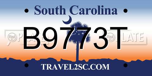 B9773T South Carolina License Plate