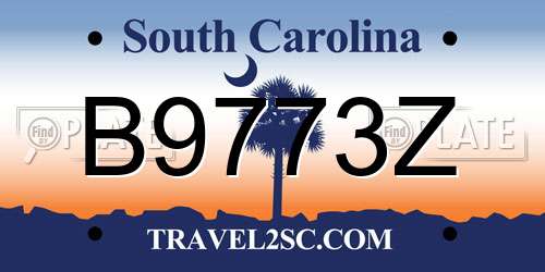 B9773Z South Carolina License Plate