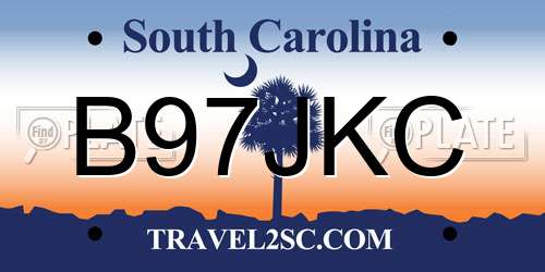 B97JKC South Carolina License Plate