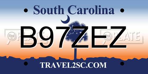 B97ZEZ South Carolina License Plate