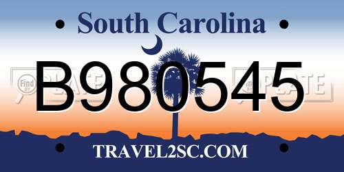 B980545 South Carolina License Plate