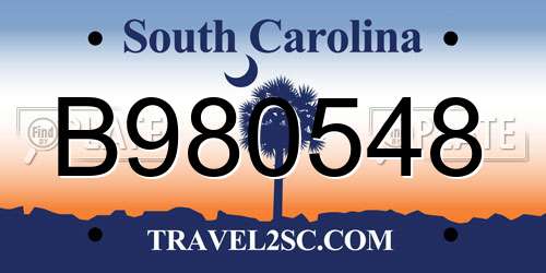 B980548 South Carolina License Plate
