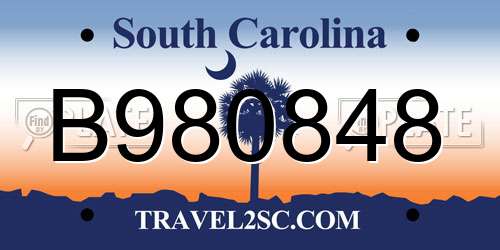 B980848 South Carolina License Plate