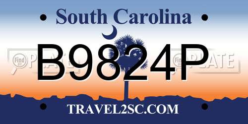 B9824P South Carolina License Plate