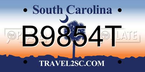 B9854T South Carolina License Plate