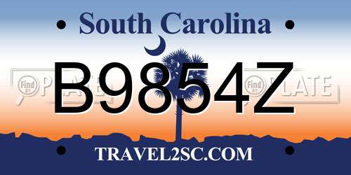 B9854Z South Carolina License Plate