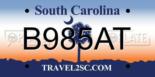 B985AT South Carolina License Plate