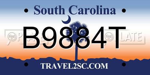 B9884T South Carolina License Plate