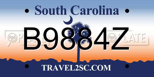 B9884Z South Carolina License Plate