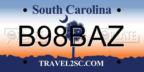 B98BAZ South Carolina License Plate